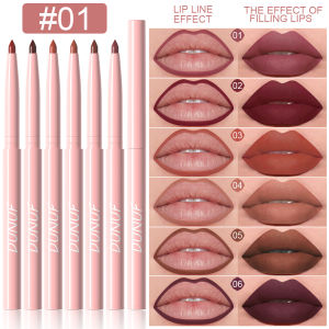 6pcs Lip Liner Pen Set Long-Lasting Waterproof Sweatproof Easy Coloring Non-fading Color Rendering Lip Gloss Set Beauty Makeup