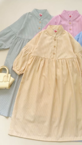 Minicottons Dress Gamis Khalisa Salur Striped Anak Perempuan 3-12 Tahun