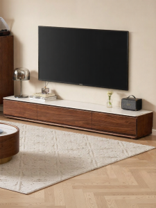 YUANSHI YUANSU | Living Room Small Household Walnut Wood Storage TV Cabinet