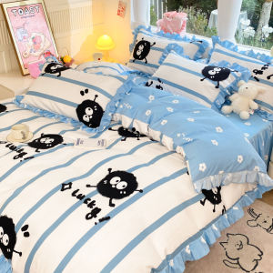 Princess Style Pure Cotton Bedding Set 4-Piece Queen Size Quilt Cover+Bed Sheet+Bed Skirt+2 Pillowcases Childrens Bedding