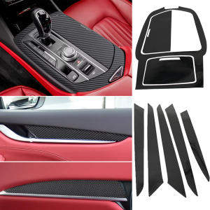 Car Central Control Gear Shift Door Panel Stickers 5D for Maserati Levante 2016-2019 Ghibli 2014-2017 Interior Accessories PVC