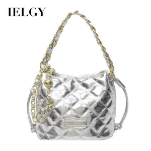 IELGY โซ่เพชรผู้หญิงสไตล์เกาหลีกระเป๋าทรงถังคาดลำตัวพกพาสะพายไหล่เดียวเข้ากับได้ทุกชุด