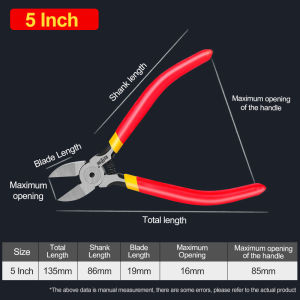 YLONDAO 5 6 Inch Cr-V Plastic Pliers Diagonal Pliers Mini Electronic Wire Stripping Tool Side Cutter Cable Nipper DIY Repair