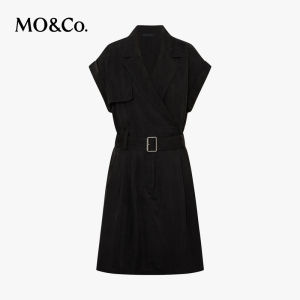 MO&Co. | Sanded Finish Copper Ammonium Silk Dress with Waist Belt