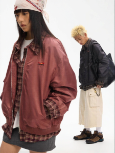 JNXS | Vintage American Patchwork Plaid Baseball Jacket Loose Fit