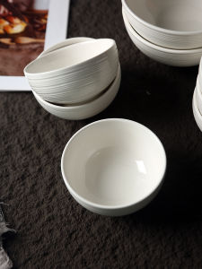 White Ceramic Bowl for Rice Dining Salad Single Piece High Gloss Underglaze Color Chinese Style Dinnerware Set Home Use