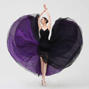 Váy Múa Cổ Điển Vũ Điệu Nhân Thế Gian Vũ Đạo Lụa Trời Vũ Điệu Váy Xòe Rộng Màu Tương Phản Hai Lớp Mẫu Mới Trang Phục Múa Hiện Đại Thi Sinh Nghệ Thuật