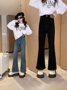 Quần Jeans Denim Lót Lông Cừu Dày Cho Trẻ Em Quần Ống Rộng Thường Ngày Thu Đông Mùa Xuân Quần Công Sở Denim Quần Jeans