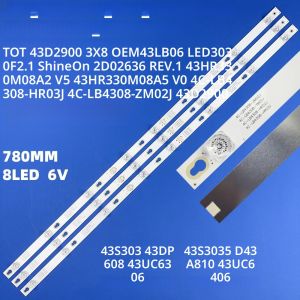 แถบไฟแบ็คไลท์ LED รุ่น DS-4C-LB4308-HR02J ZM02J YHF-4C-LB4308-YH09J YHA-4C-LB4308-YH05J สำหรับทีซีแอล 43S305TABA TOT 43D2900 3X8 3030C