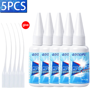 LOOLIFL | 502 Super Glue Instant Quick Dry Multi-Purpose Cyanoacrylate Adhesive for Leather Rubber Wood Metal Strong Bond Liquid Glue Tool
