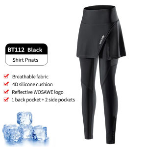 WOSAWE | WOSAWE Womens Cycling Skirt Tights with Padded 2 in 1 Cycling Pants Summer MTB Bicycle Skirts Leggings Sportswear with Pockets