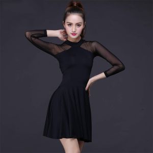 Váy Khiêu Vũ Latin Cho Nữ Quần Áo Tập Luyện Cho Người Lớn Váy Xếp Li Quần Áo Khiêu Vũ Tập Luyện Tay Dài Bằng Lưới