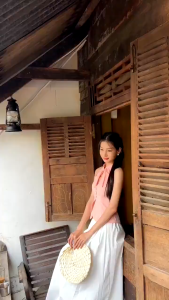 QC_ Set yếm cổ điển vintage mặc Tết outfit thanh lịch nhẹ nhàng set nàng thơ Á Đông áo cổ yếm nơ cổ nút Tapta Nhung mix chân váy dài Lụa 100D có lót