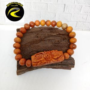 gelang kayu BAJAKAH ASLI UKIR BUNGA A59