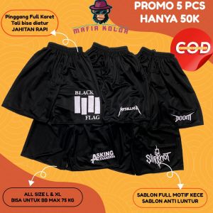 Promo Boxer 50 Ribu Dapat 5 Pcs Celana Pendek Boxer Kolor Dalaman Pria Wanita Celana Metal BLACK FLAG SLIPKNOT Surfing Sport Santai Tidur Rebahan Olahraga Voli Basket