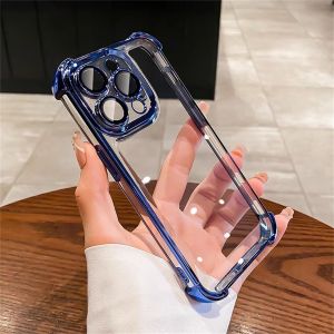 Plated Airbag Phone Case for  15Promax New Model Transparent Full Cover Anti-Fall Men Women Style 14Pro Couple High-End Feeling Max Protection IP11