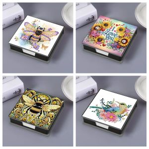 1pcs DIY animal diamond-painted note paper storage box crystal rhinestone note holder organizers home office desk accessory