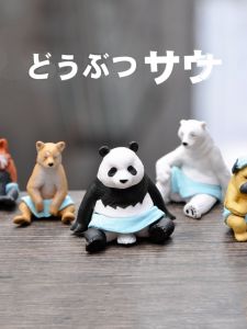 Japanese Style Bathhouse Gangster Blind Box Lesser Panda Polar Bear Shiba Inu Cute Doll Decoration Desktop Landscape Decorations