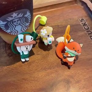1PC Cute Silicone Straw Covers Cartoon Bear Dust Plug Straw Cap Suitable for Large Caliber 7-8mm Drinking Water Cup Accessories