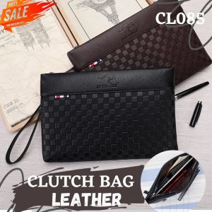 HANDBAG PRIA WANITA TAS TANGAN KULIT CLUTCH HAND BAG DISTRO BRANDED LEATHER IMPORT COWOK CEWEK MURAH GROSIR TERBARU - CL085