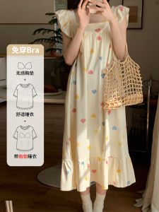 Square Collar Padded Strap Sleeveless Nightdress Womens Pure Cotton Pajamas New Arrival Summer Day Loose Sweet Girl Dress