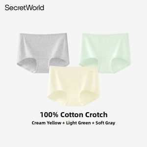 Secret World | Antibacterial Mid High Waist Seamless Cotton Briefs Panties