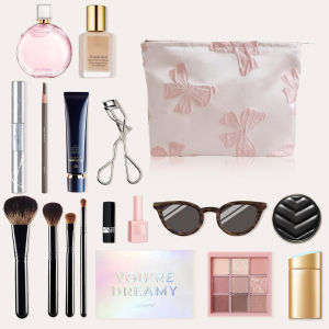 Womens Makeup Bag portable large-capacity clutch Pink Bow Lipstick Cushion Storage Bag Travel Toiletry Bag beauty kit organizer