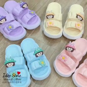 Dép nữ 2 quai ngang đế dày 4cm họa tiết Chibi siêu nhẹ êm chân thời trang mùa hè iDÉP DL374