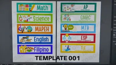 SUBJECT LABEL NAME STICKERS for School & Office Supplies with Direct Thermal Label Tape Vinyl 8 TEMPLATES TO CHOOSE