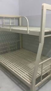 Giường sắt hộp vuông 2 tầng đủ kích thước 0.8m-1m-1m2-1m4-1m6-1m8 dài 2m màu kem vận chuyển TPHCM