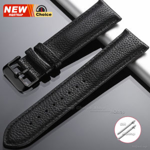 Lychee Patterned Strap 22mm 20mm for Omega Smartwatch Leather Double-sided Cowhide for Samsung for Huawei Watch Band for Seiko
