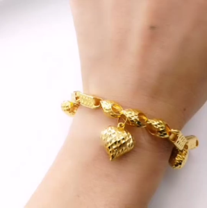 Rantai Tangan Siput Buluh Gantung 5 Love Emas 916 Yon Hing