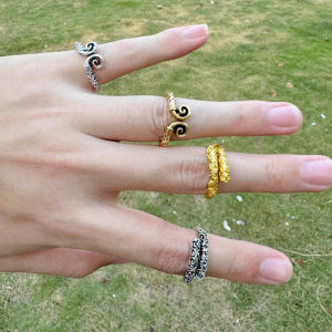 Corinna Retro Personalized Style Golden Cudgel Ring Wukong Open Ring Alloy Ring