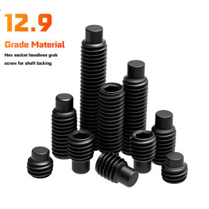 DIN915 Hex Socket Dog Point Set Screws 12.9 Grade Headless Grub Screws Anti-Slip Convex Point Fasteners M5 M6 20/100Pcs Pack