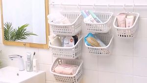 ตะกร้าแขวน ตะกร้าติดผนัง ตะกร้าอันดับ ตะกร้าอาบน้ำ ตะกร้าแบบพกพา แขวนซ้อนกันได้ กระเช้าแขวนผู้สูง ใช้ในกิจกรรมครัวเรื