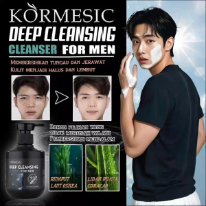 KORMESIC Deep Cleansing cleanser for men | ‌Foam Facial Cleanser Pria - Formula Alami dengan Ekstrak Rumput Laut Lidah Buaya & Asam Folat | Membantu Mengatasi Gatal Jerawat dan Minyak Berlebih | Vegan & Halal | Cocok untuk Kulit Sensitif