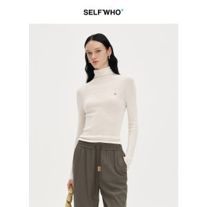 Wool High Neck Slim Fit Knit Top For Women