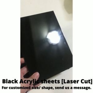 Black Opaque Glossy Acrylic Sheets - Laser Cut [List 6 - 2 3 4.5 mm Thick] Precut Sizes Blank Plaque
