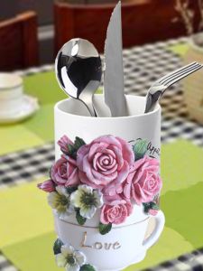 European Style Creative Drainable Chopsticks Holder Dishware Rack Storage Box Dishwasher Safe Ceramic Chopstick Stand