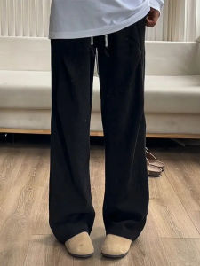 Quần Nỉ Nam Mùa Thu Đông Họa Tiết Lúa Màu Nâu Quần Thể Thao Rộng Rãi Cạp Vừa Dài Thường Ngày Quần Dài Thẳng