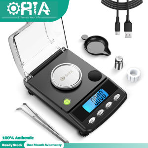 ORIA Digital Pocket Scale 0.001g/ 20g Milligram Scale Electronic Weighing Scale Mini Jewelry Weigh Scales with Calibration Weight Tweezers Weighing Pan LCD Display