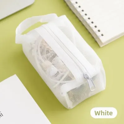 Transparent Mini Net Bag Cosmetic Mobile Phone Data Cable Storage Bag Handheld Simplistic Nylon Makeup Pouch Storage Organizer