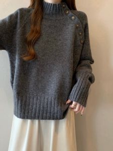 AIYITI | Semi-high Collar Plus Size Womens Loose and Cozy Thick Knit Sweater