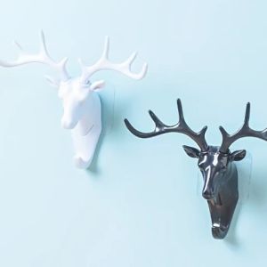 Animal Deer Head Wall Hook  Hanging Hat Key Holder Organizer No-drill Door Closet Hanger Room Decoration Self-adhesive Clothes Display Stand Hook