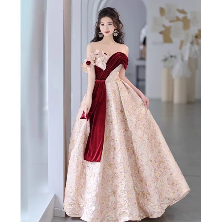 annual dinner dress EAGLELY 2026 New Evening Dress Elegant Dinner Long Dress Temperament High  End Banquet Dress French Glamorous Annual Dinner Party Dress Princess Dress  Ball Gown For Formal Events