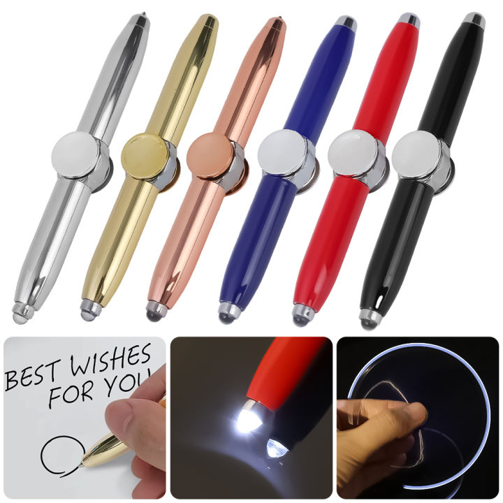 Metal Flash LED Light Spinning Pens Release Pressure Student Gift ...