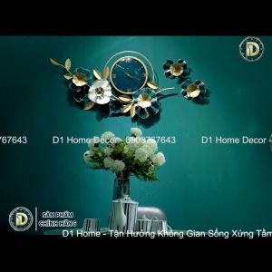 Đồng Hồ Treo Tường Trang Trí Decor Đẹp - Đồng Hồ Chính Hãng - Mẫu Hoa Mai Xanh May Mắn - BH 5 Năm- D1 Home -HMX