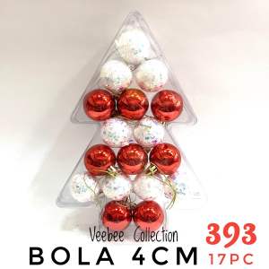 Mainan bola natal 4cm 17pc 393 packing MIka Pohon/aksesories pohon natal/ ornament natal/ christmas decoration/ gantungan pohon natal