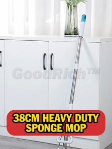 38CM Heavy Duty Self Wringing Super Absorbent Sponge Mop Handsfree Lazy Mop Long Handle Commercial Home Floor Cleaning