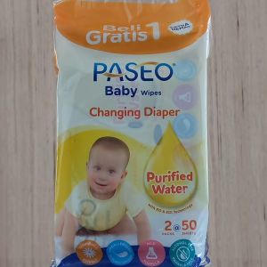 Paseo Baby Tisu Basah Ganti Popok Kuning 50 Sheets - Beli 1 Gratis 1